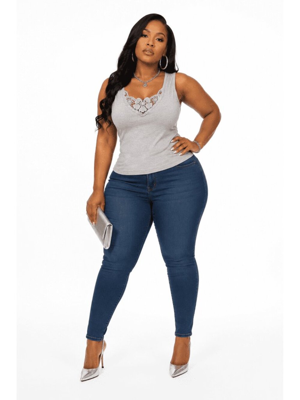 UB Gray Lace Luxe Camisole